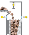 Level measurement and point level detection in rock crushers