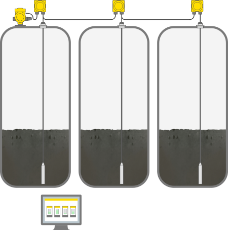 在柴油储罐内测量油位