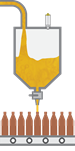 Level measurement and point level detection in the supply tank of a bottling machine