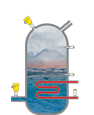 Steam separator pressure measurement and point level detection. 