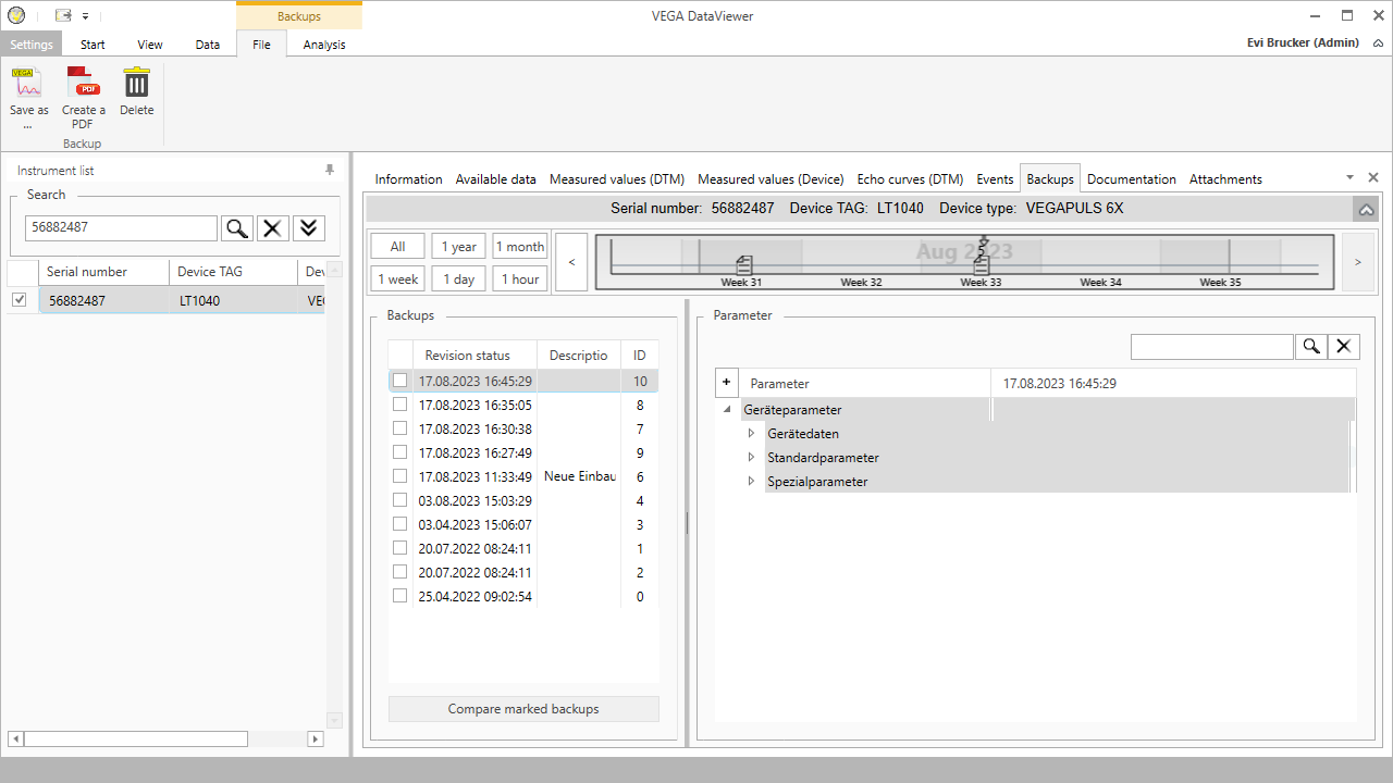 Screenshot VEGA DataViewer